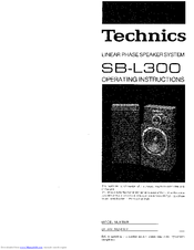 Technics SB-L300 Operating Instructions