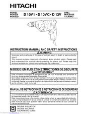 Hitachi D 13V Instruction Manual And Safety Instructions