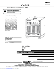 Lincoln CV-525 Operator's Manual