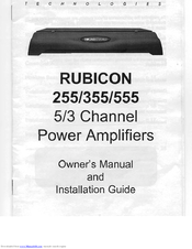 Soundstream RUBICON 355 Owner's Manual And Installation Manual