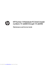 HP Pavilion 14-ab099 Maintenance And Service Manual