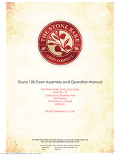 The Stone Bake Oven Company Gusto 120 Assembly And Operation Manual