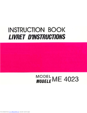 Janome ME 4023 Instruction Book
