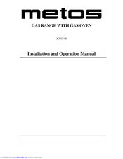 Metos OCFG 120 Installation And Operation Manual