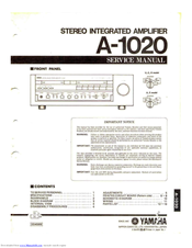 Yamaha A-1020 Service Manual
