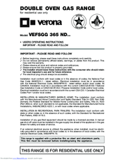 Verona VEFSGG 365 ND Series User Operating Instructions Manual