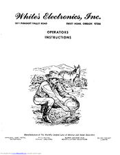 White's Conquistador 100 Operating Instructions Manual