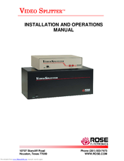 Rose electronics VSP-1X16V Installation And Operation Manual