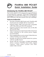 SIIG DP FireWire 800 PCI-32T Quick Installation Manual