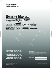 Toshiba 32SL800A Owner's Manual