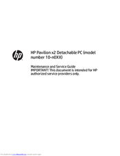 HP Pavilion x2 10-N010NW Maintenance And Service Manual