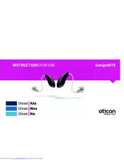 oticon designRITe Alta Instructions For Use Manual