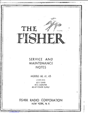 Fisher 61 Service And Maintenance Notes