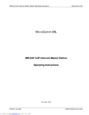 Harding MicroComm DXL IMS-640 Operating Instructions Manual