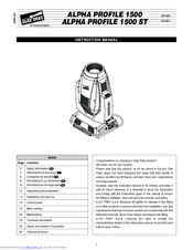 Clay Paky ALPHA PROFILE 1500 Instruction Manual