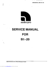 Audio Pro B1-20 Servise Manual