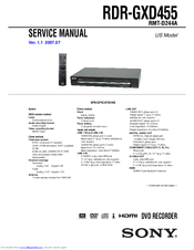 Sony RDR-GX255 Service Manual