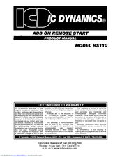IC Dynamics RS110 Product Manual