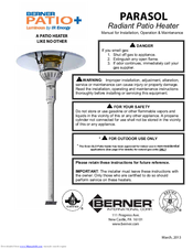 Berner PARASOL Manual For Installation, Operation & Maintenance