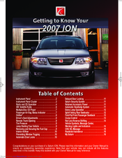 Saturn ION 2007 Getting To Know Manual
