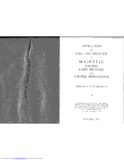 Majestic 103 Instructions For Care And Operation