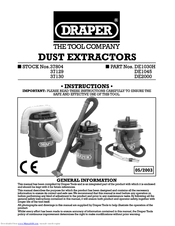 Draper DE1045 Instructions Manual