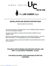 Urban choice ecp 43A Installation And Service Instructions Manual