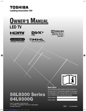 Toshiba 58L9300 Series Owner's Manual