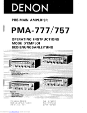 Denon PMA-777 Operating Instructions Manual