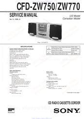 Sony CFD-ZW770 - Cd Radio Cassette-corder Service Manual