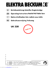 Elektra Beckum UK 330 W Operating Instructions Manual