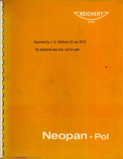 Reichert Neopan-Pol I Operating Instructions Manual