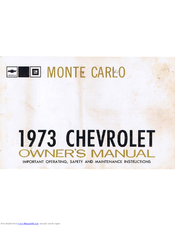 Chevrolet 1973 Monte Carlo Owner's Manual