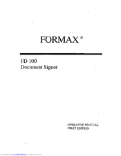 Formax FD 100 Operator's Manual