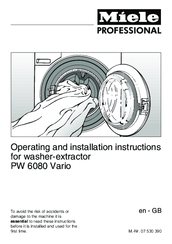 Miele PW 6080 VARIO Operating And Installation Instructions