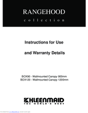 Kleenmaid BOX120 Instructions For Use And Warranty Details