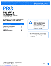 Pro1 IAQ T631W-2 Operating Manual