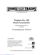 Lionel Tinplate 392 Steam Locomotive Operator's Manual