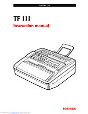 Toshiba TF 111 Instruction Manual