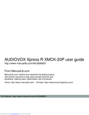 Audiovox XMCK20P - XPRESSR XM Radio Tuner User Manual