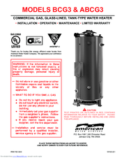 American BCG3 Installation, Operation And Maintenance Instructions
