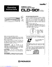 Pioneer CLD-901 Operating Instructions Manual