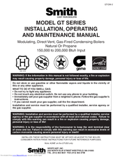Smith GT-150 Installation, Operating And Maintenance Manual