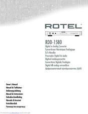 Rotel RDD-1580 Owner's Manual