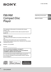 Sony CDX-G3100UP Operating Instructions Manual