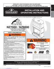 Napoleon High Country NZ8000 Installation And Operating Instructions Manual