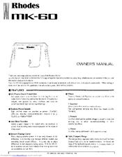 Rhodes MK-60 Owner's Manual