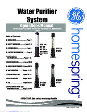 GE Homespring UF 207 Operation Manual