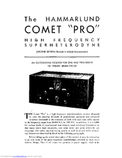 Hammarlund Comet Pro Service Manual