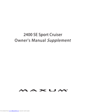 Maxum 2700 SE SPORT EXPRESS CRUISER Owner's Manual Supplement